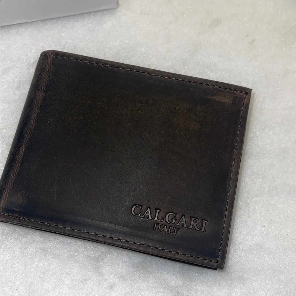 CALGARI Italian Luxury Leather Wallets For Men Bifold wild buffalo Hunter nwt